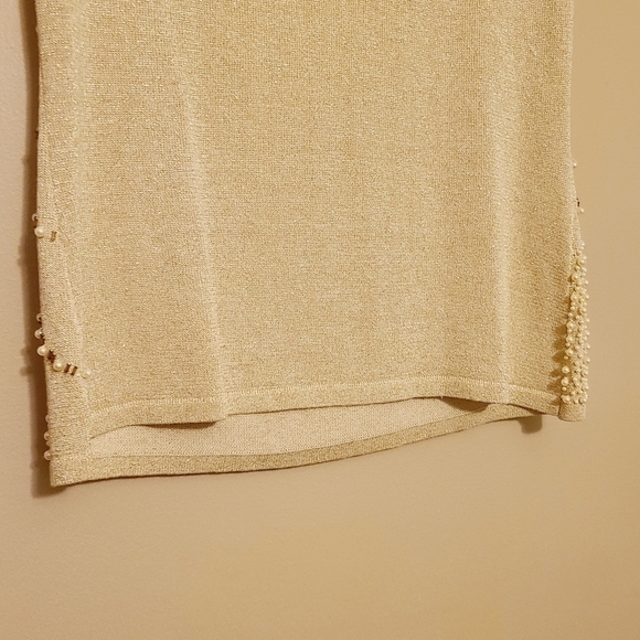 Choice | Vintage Silk Blend Beaded Sleeveless Mock Neck Sweater (Size Medium) - Picture 7 of 12
